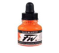 Daler-Rowney FW Acrylic Ink, Glass Bottle with Dropper, 1oz - 29.5 ml, Fluorescent Orange