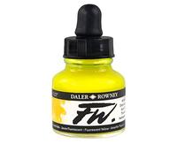 Daler-Rowney FW Acrylic Ink, Glass Bottle with Dropper, 1oz - 29.5 ml, Fluorescent Yellow
