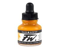 Daler Rowney FW Acrylic Ink Glass Bottle with Dropper 1 oz (29.5 ml) Indian Yellow