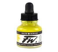 Daler Rowney FW Acrylic Ink - Glass Bottle with Dropper - 1 oz (29.5 ml) - Lemon Yellow