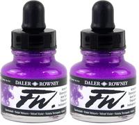 Daler-Rowney FW Acrylic Ink, Glass Bottle with Dropper, 1oz - 29.5 ml, Velvet Violet (Pack of 2)