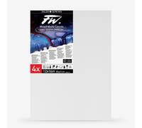 Daler-Rowney FW 12 x 16in White Stretched Canvas, Medium Grain, 10mm Deep, 4 Pack, Ideal for Professional Artists & Students