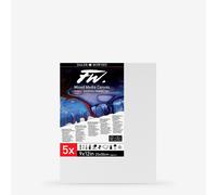 Daler-Rowney FW 9 x 12in White Stretched Canvas, Medium Grain, 10mm Deep, 5 Pack, Ideal for Professional Artists & Students