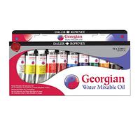 Daler-Rowney Georgian 37ml Water Mixable Oil Paint Artist Selection Set, 10 Assorted Colours, Ideal for Professional Artists & Students