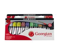 Daler-Rowney Georgian 38ml Oil Paint Artist Selection Set with Brush, 10 Assorted Colours, Ideal for Professional Artists & Students