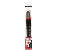 Daler-Rowney Georgian Oil Brush, Sable Hair & Hog Bristle, Long Handle, Round, Filbert, Short Flat and Long Flat, , Wallet, Set 401, 4 Assorted brushes