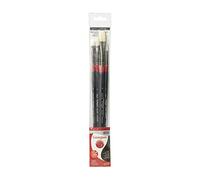 Daler-Rowney Georgian Long-Handled Oil Brush Wallet Set, Natural Hog Bristle, 4 Assorted, Black