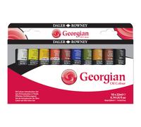 Daler-Rowney Georgian 22ml Oil Paint Introduction Set, 10 Assorted Colours, Ideal for Professional Artists & Students