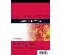 Daler-Rowney Georgian Oil Paper, Linen Texture, 290 gsm, 174lb, Pad, Glued 1 Side, 12 x 9in - 30.5 x 22.9 cm, White, 12 Sheets