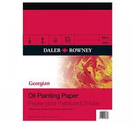 Daler-Rowney Georgian Oil Paper, Linen Texture, 290 gsm, 174lb, Pad, Glued 1 Side, 14 x 10in - 35.6 x 25.4 cm, White, 12 Sheets
