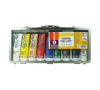 Daler-Rowney Graduate 120ml Acrylic Paint Set, 9 Assorted Colours, High Lightfastness, Water-Based, Solvent-Free, Ideal for Student Artists & Hobbyists