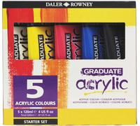 Daler-Rowney Graduate 120ml Acrylic Paint Starter Set, 5 Assorted Colours, High