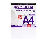 Daler-Rowney Graduate A4 Thick Cream Core Mountboard with Smooth Surface Pack, 12 Ice White Boards, For Presentations, Displays & Students, For Students