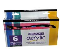 Daler-Rowney Graduate Acrylic Paint, 2.54oz - 75 ml, Cardboard Box, Metallic Set, 6 Assorted Colours
