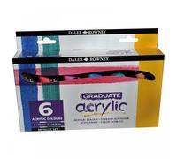 DALER ROWNEY GRADUATE ACRYLIC PAINT METALLIC COLOURS SET 6 x 75ml ARTIST TUBES