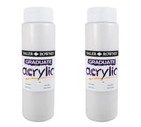 Daler Rowney Graduate Acrylic Paint, Plastic Bottle, 16.91oz - 500 ml, Pearl White (Pack of 2)