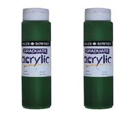 Daler Rowney Graduate Acrylic Paint, Plastic Bottle, 16.91oz - 500 ml, Sap Green (Pack of 2)
