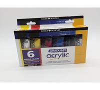 Daler-Rowney Graduate Acrylic Paint, 2.54oz - 75 ml, Cardboard Box, Primary Set, 6 Assorted Colours