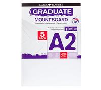 Daler-Rowney Graduate Cream Core A2 Mountboard Pack, 5 x Ice White Smooth Surface, 1.25mm Thick, Ideal for Student Artists & Hobbyists