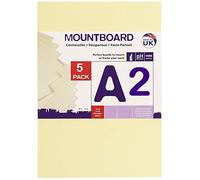 Daler-Rowney Graduate Cream Core A2 Mountboard Pack, 5 x Ivory Smooth Surface, 1.25mm Thick, For Student Artists & Hobbyists