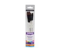 Daler-Rowney Graduate Multi-Technique Brush, Synthetic Hair, Short Handle, Flat, Filbert and Angle, , Wallet Set, 3 Assorted Brushes