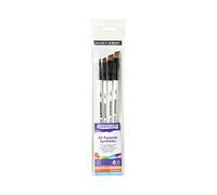 Daler-Rowney Graduate Multi-Technique Synthetic Hair Brushes with Short Handles Wallet Set, Shaders, 4 Assorted Brushes, Ideal for Students