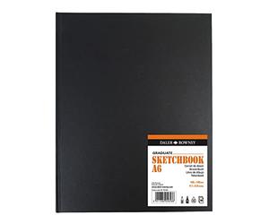 Daler-Rowney Graduate Sketchbook, Lightly Textured, 130 gsm, 89lb, Perfect Bound, Hardback, Portrait, A6 - 4.1 x 5.8in - 10.5 x 14.8 cm, White, 46 Sheets