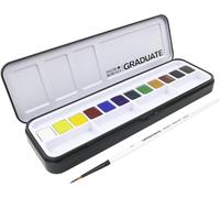 Daler Rowney Graduate Watercolour 12 Half Pans Set, Assorted Colours, Ideal for Students & Hobbyists