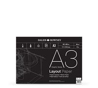 Daler-Rowney Graphic Series 45gsm A3 Layout Paper Pad Glued 1 Side, 80 White Sheets, Ideal for Professional Artists & Students