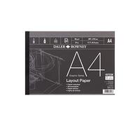 Daler-Rowney Graphic Series 45gsm A4 Layout Paper Pad Glued 1 Side, 80 White Sheets, For Professional Artists & Students