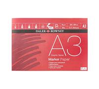 Daler-Rowney Graphic Series Marker 70gsm A3 Paper Pad 50 White Sheets | Bleed Proof, Smooth Surface, Glued 1 Side, Acid Free, White Sheets, For Professional Artists, Illustrators, & Students