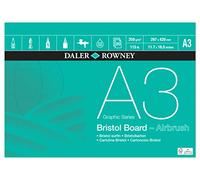 Daler-Rowney Graphic Series Smooth Surface 250gsm A3 Bristol Board Pad, Glued 1 Sid, Acid-free, 20 White Sheets, Ideal for Professional Artists & Students