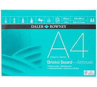 Daler-Rowney Graphic Series Smooth Surface 250gsm A4 Bristol Board Pad, Glued 1 Side, Acid-free, 20 White Sheets, Ideal for Professional Artists & Students