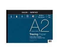 Daler-Rowney Graphic Series, Tracing Paper, Smooth Surface, 90 gsm, 62lb, Pad, Glued 1 Side, A2 - 16.5 x 23.4in - 42 x 59.4 cm, 50 sheets