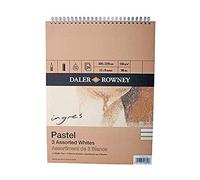 Daler-Rowney Ingres 160gsm 16 x 12in Pastel Paper Spiral Pad, Laid Texture, 3 Assorted Pastel Colours, 24 Sheets, Ideal for Professional Artists & Students