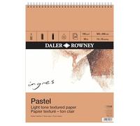 Daler-Rowney Ingres 160gsm 16 x 12in Pastel Paper Spiral Pad, Laid Texture, Light Tone, 24 Sheets, for Professional Artists & Students