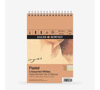 Daler-Rowney Ingres, Pastel Paper, Laid Texture, 160 gsm, 98lb, Spiral Pad, 9 x 6in - approx. 22.9 x 15.2 cm, 3 Assorted Whites, 24 Sheets