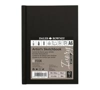 Daler-Rowney Ivory Sketchbook, Soft Touch Harbound, 90gsm, A6 Portrait, Natural White, 78 Sheets, Ideal for Professionals