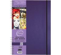 Daler-Rowney Optima Mixed Media Artbook, Lightly Textured, 250 gsm, 169lb, Spiral Bound, Hardback, Portrait, Elastic Closure, A3 29.7 x 42 cm, Amethyst Cover, 30 sheets