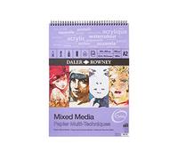 Daler-Rowney Optima Mixed Media Lightly Textured 1.4mm Thick A2 Art Board Pad, Glued 1 Side, 10 White Sheets, Ideal for Professional Artists & Students