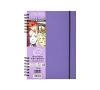 Daler-Rowney Cachet Lightly Textured 250gsm A4 Mixed Media Portrait Hardback Artbook, Elastic Closure, Amethyst Cover, 30 sheets, Ideal for Professional Artists & Students