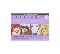 Daler-Rowney Optima Mixed Media Lightly Textured 1.4mm Thick A4 Art Board Pad, Glued 1 Side, 10 White Sheets, Ideal for Professional Artists & Students