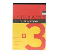 Daler-Rowney Red and Yellow, Drawing Paper, Smooth Surface, 150 gsm, 90lb, Pad, Glued 1 Side, A3 - 11.7 x 16.5in - 29.7 x 42 cm, 25 Sheets