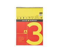 Daler-Rowney Red and Yellow Smooth Surface 150gsm A3 Drawing Paper Smooth Surface Spiral Pad, Acid-free, 25 Sheets, Ideal for Professional Artists & Students