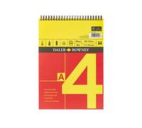 Daler-Rowney Red and Yellow Smooth Surface 150gsm A4 Drawing Paper Spiral Pad, 25 Sheets, Ideal for Professional Artists & Students