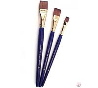 Daler-Rowney Sapphire Watercolour Brush, Sable & Synthetic Blend, Short Handle, One Stroke and Flat Wash, , Wallet, Wash Set, 3 Assorted Brushes