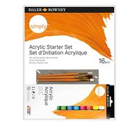Daler-Rowney Simply 12ml Acrylic Paint Set, 16 Piece Starter Set, Assorted Colours, For Entry-Level Artists & Hobbyists