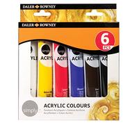 Daler-Rowney Simply 75ml Acrylic Paint Set, 6 Assorted Colours, For Entry-Level Artists & Hobbyists