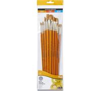 Daler-Rowney Simply Acrylic Brush Set, 10 x Assorted Gold Taklon Synthetic Hair