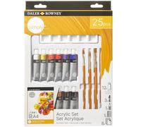 Daler-Rowney Simply Acrylic Paint 25pcs Technique Set, 12 x 12ml Assorted Colours, Ideal for Entry-Level Artists & Hobbyists